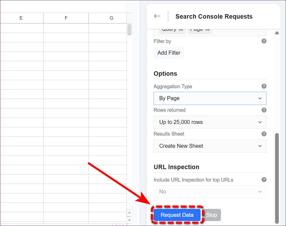 残りの設定はそのままで、いちばん下の「Request Data」ボタンを押す